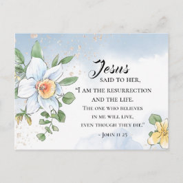 John 11:25 Bijbelverse lentevloeren Pasen Briefkaart