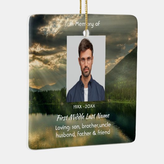 John 11: 25, Scripture Memorial Keepsake  Keramisch Ornament (Rechts)