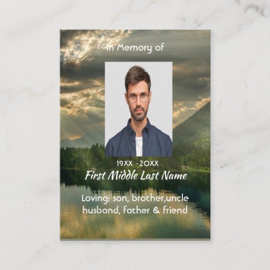 John 11: 25, Scripture Memorial Keepsake  Visitekaartje (Voorkant)