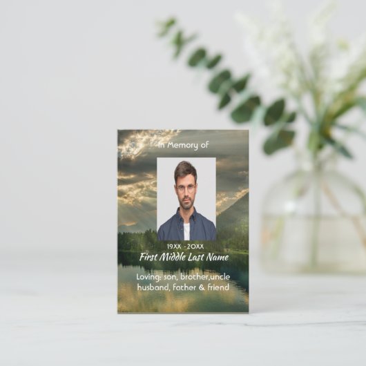 John 11: 25, Scripture Memorial Keepsake  Visitekaartje (Staand voorkant)