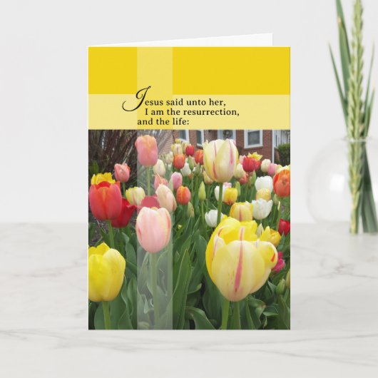John 11 Gelukkige Pasen Kruis Tulp Kaart (Voorkant)
