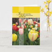 John 11 Gelukkige Pasen Kruis Tulp Kaart (Gele Bloem)