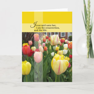 John 11 Happy Resurrection Sunday Cross Tulip Kaart