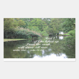 John 12:32 en ik, als ik opgetild word van de aard rechthoekige sticker