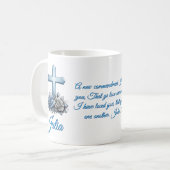 John 13:34 Persoonlijke Roze Koffiemok (Voorkant links)