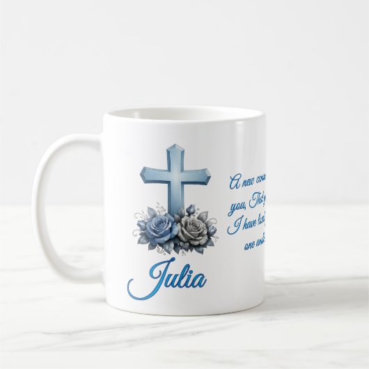 John 13:34 Persoonlijke Roze Koffiemok (Links)
