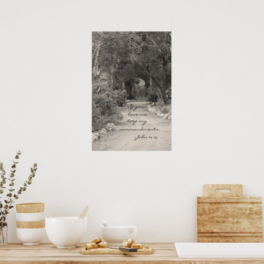 John 14:15 pad foto poster (Keuken)