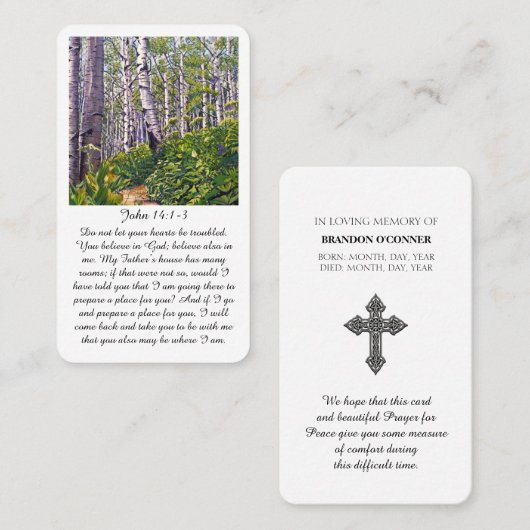 John 14:1-3 begrafenis sympathie kaart visitekaartje (Voorkant / Achterkant)