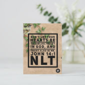 John 14:1 Bijbeltekst Geheugenkaart - Postkaart (Staand voorkant)