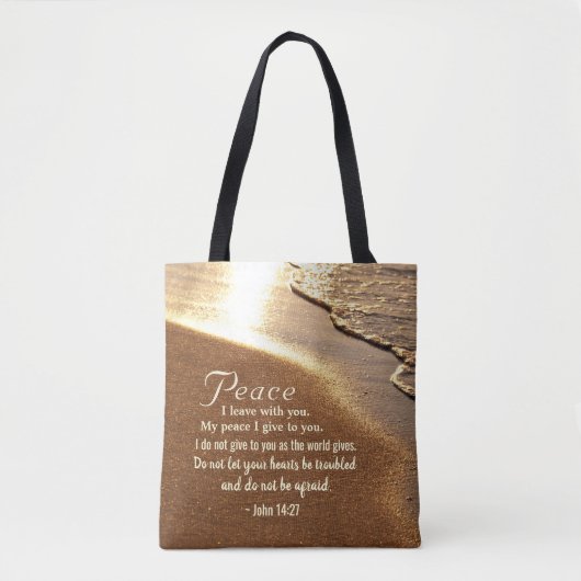 John 14:27 Jezus Woorden: "Vrede die ik met je ver Tote Bag (Voorkant)