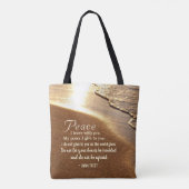 John 14:27 Jezus Woorden: "Vrede die ik met je ver Tote Bag (Achterkant)