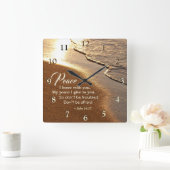 John 14:27 Jezus Woorden: "Vrede die ik met je ver Vierkante Klok (Huis)