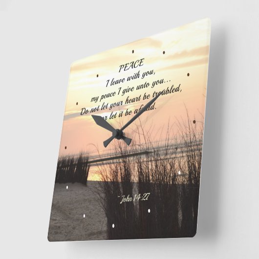John 14:27 Mijn vrede die ik je geef, Bijbelverse Vierkante Klok (Hoek)