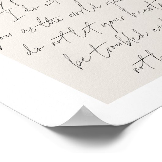 John 14:27 Minimale Boho Beige Arch Script Poster (Hoek)