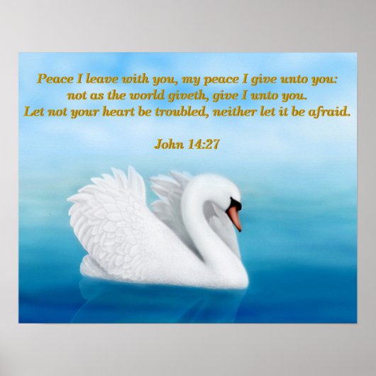 John 14:27 Peace Swan Bijbel Verse Print (Voorkant)