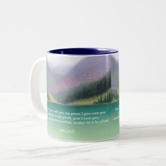 John 14:27 Vreedzame Bijbel Verse Mok (Voorkant links)