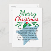 John 14:27 Vrolijk kerstgebaar Blue Star Feestdagenkaart (Voorkant / Achterkant)