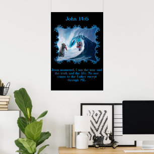 John 14:6 Grizzly Beren in de oceaan Poster