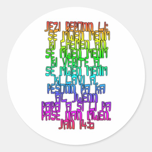 John 14:6 Haïtiaanse Creole Ronde Sticker (Voorkant)