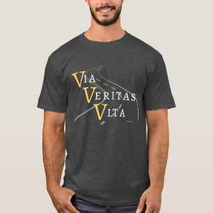 John 14:6: Latijnse Schrift: Via, Veritas, Vita T-shirt