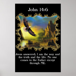 John 14:6 met een adelaar die over het landschap v poster