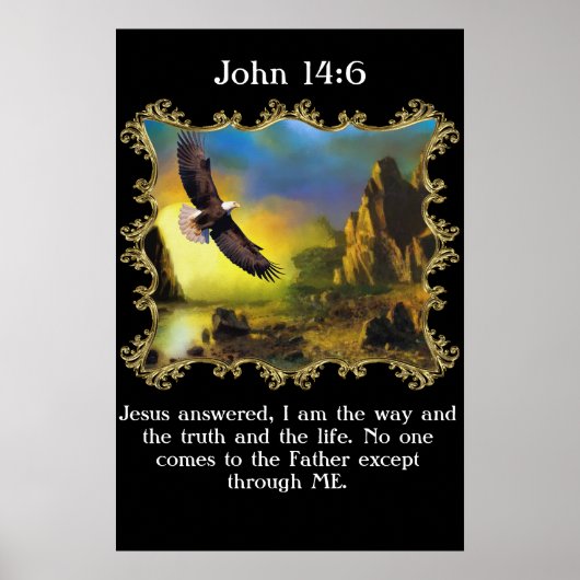 John 14:6 met een adelaar die over het landschap v poster (Voorkant)