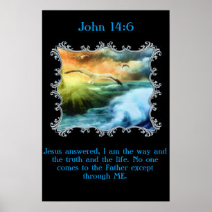 John 14:6 Met zeegarens die over het open zee vlie Poster