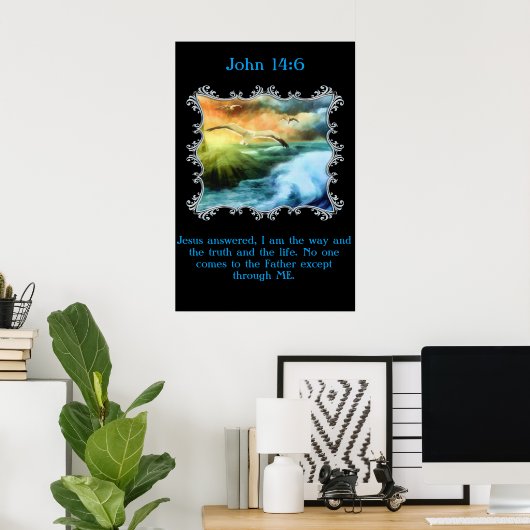 John 14:6 Met zeegarens die over het open zee vlie Poster (Thuiskantoor)