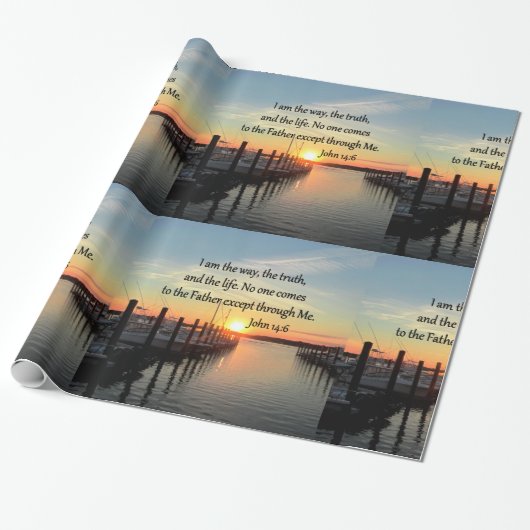 JOHN 14:6 SUNSET FOTO-ONTWERP CADEAUPAPIER (Uitgerold)