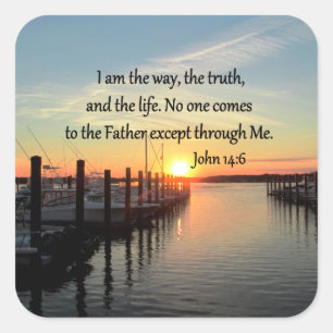 JOHN 14:6 SUNSET FOTO-ONTWERP VIERKANTE STICKER