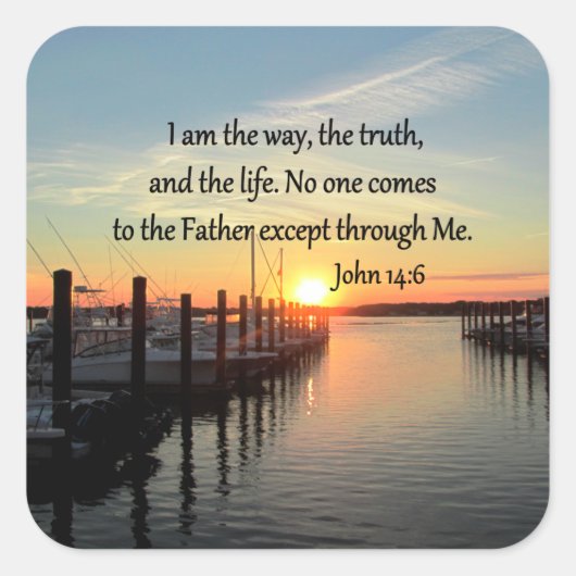 JOHN 14:6 SUNSET FOTO-ONTWERP VIERKANTE STICKER (Voorkant)