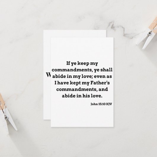 John 15:10 KJV Bijbel Vast Wenskaart Kaart (Voorkant / Achterkant in situ)
