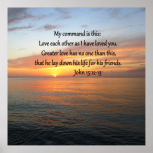 JOHN 15:12 SUNRISE OVER DE OCEAAN POSTER