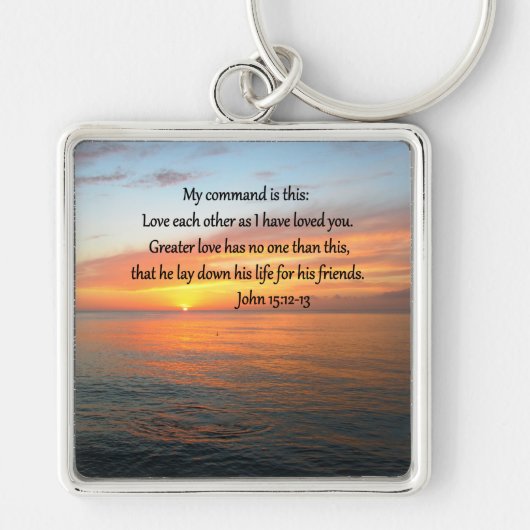 JOHN 15:12 SUNRISE OVER DE OCEAAN SLEUTELHANGER (Voorkant)