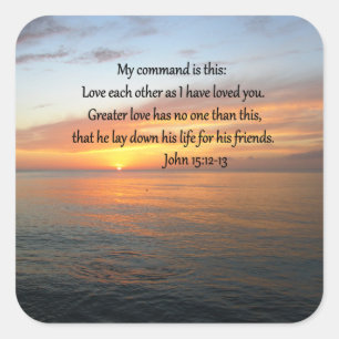 JOHN 15:12 SUNRISE OVER DE OCEAAN VIERKANTE STICKER