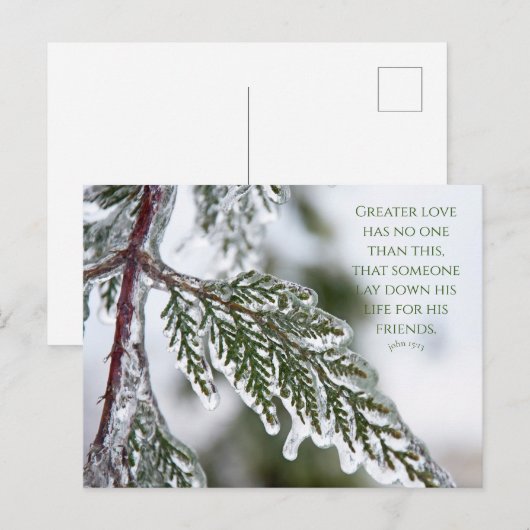 John 15:13 Icy Evergreen Briefkaart (Voorkant / Achterkant)