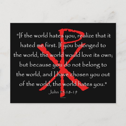 John 15:18-19 briefkaart (Voorkant)