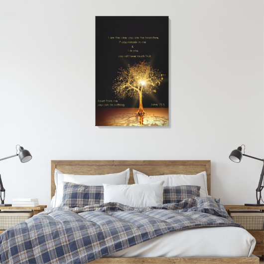 John 15:5 Ik ben de wijnstok. Golden Tree. Canvas Afdruk (Insitu (Slaapkamer))