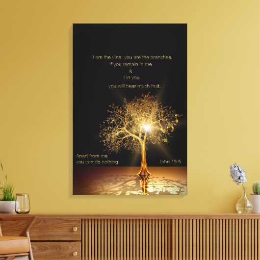 John 15:5 Ik ben de wijnstok. Golden Tree. Canvas Afdruk (Insitu (Woonkamer))