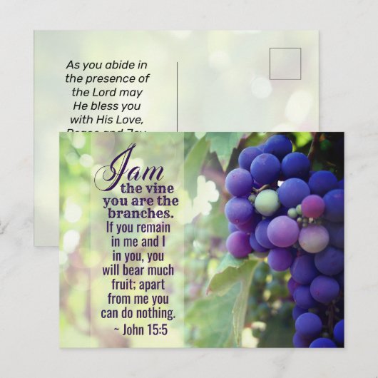 John 15:5 Ik ben de zegen U bent de Bijbel. Briefkaart (Voorkant / Achterkant)