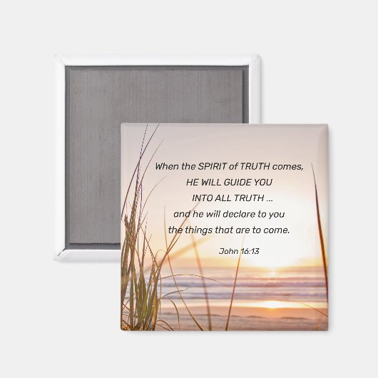 John 16:13 De waarheidsgeest zal u zonsondergang l Magneet (Voorkant / Achterkant)