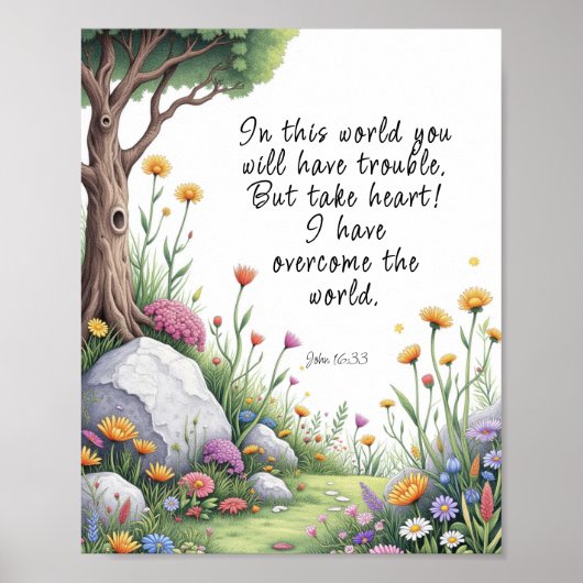 John 16:33 Bijbelvers Afbeelding Poster (Voorkant)