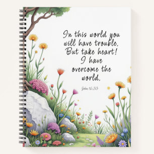 John 16:33 Bijbelvers Afbeelding Poster Notitieboek