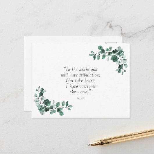 John 16:33 Bijbelversies om u aan te moedigen Briefkaart (Voorkant / Achterkant in situ)
