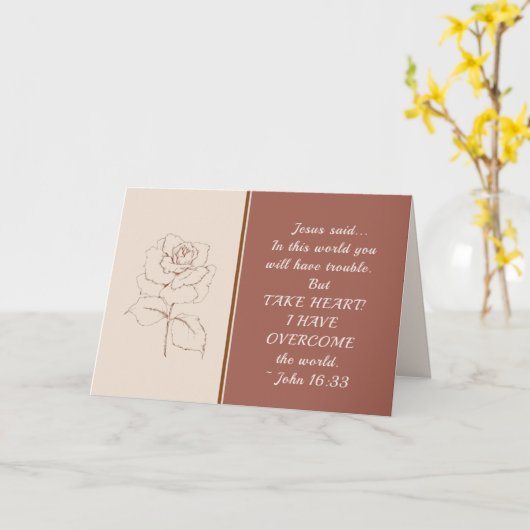 John, 16:33 Neem het hart! Ik heb de wereld overwo Kaart (Gele Bloem)