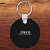 John 16_33 - Overwinning is Beloofd Bijbel Religie Sleutelhanger (Voorkant)