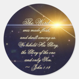 John 1:14 Het woord werd Flesh, Bijbelse Verse Ronde Sticker