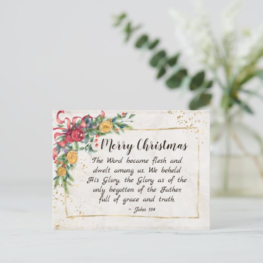 John 1:14 Het woord werd Flesh, Kerstmis Briefkaart (Staand voorkant)
