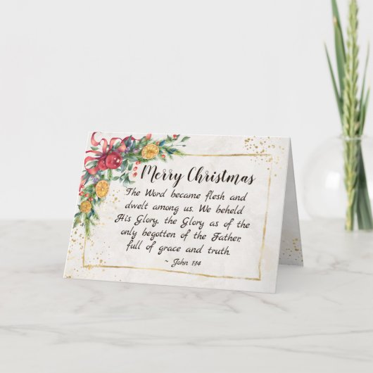 John 1:14 Het woord werd Flesh, Kerstmis Kaart (Voorkant)