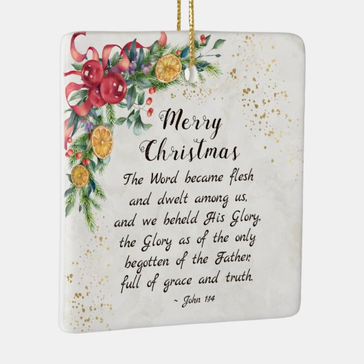 John 1:14 Het woord werd Flesh, Kerstmis Keramisch Ornament (Rechts)